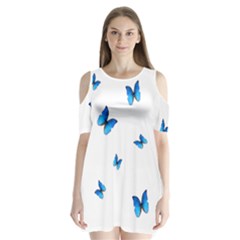 Butterfly-blue-phengaris Shoulder Cutout Velvet One Piece