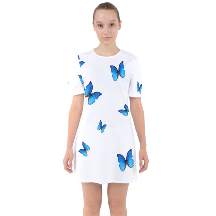 Butterfly-blue-phengaris Sixties Short Sleeve Mini Dress