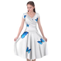 Butterfly-blue-phengaris Cap Sleeve Wrap Front Dress by saad11