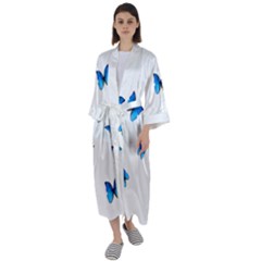 Butterfly-blue-phengaris Maxi Satin Kimono