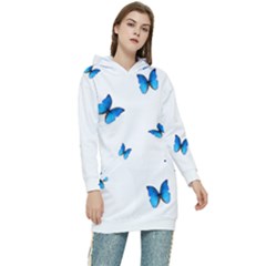 Butterfly-blue-phengaris Women s Long Oversized Pullover Hoodie