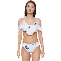 Butterfly-blue-phengaris Ruffle Edge Tie Up Bikini Set	