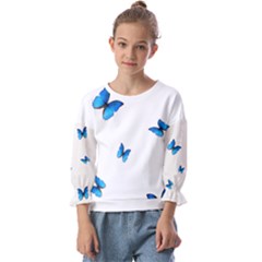 Butterfly-blue-phengaris Kids  Cuff Sleeve Top