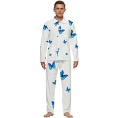 Butterfly-blue-phengaris Men s Long Sleeve Velvet Pocket Pajamas Set