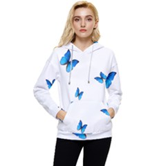 Butterfly-blue-phengaris Women s Lightweight Drawstring Hoodie