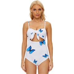 Butterfly-blue-phengaris Knot Front One-Piece Swimsuit