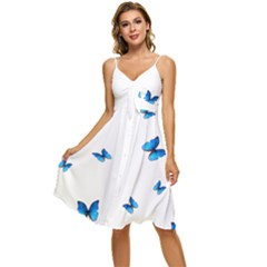 Butterfly-blue-phengaris Sleeveless Tie Front Chiffon Dress by saad11