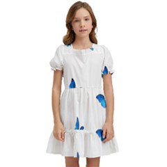 Butterfly-blue-phengaris Kids  Puff Sleeved Dress