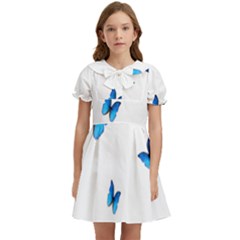 Butterfly-blue-phengaris Kids  Bow Tie Puff Sleeve Dress