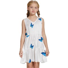 Butterfly-blue-phengaris Kids  Sleeveless Tiered Mini Dress