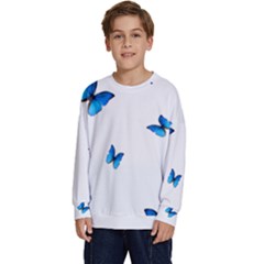 Butterfly-blue-phengaris Kids  Crewneck Sweatshirt