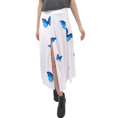 Butterfly-blue-phengaris Velour Split Maxi Skirt by saad11