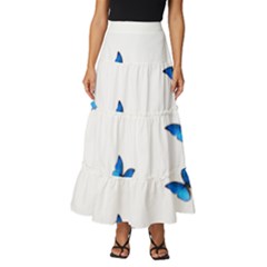 Butterfly-blue-phengaris Tiered Ruffle Maxi Skirt