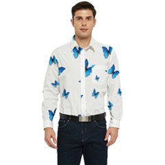 Butterfly-blue-phengaris Men s Long Sleeve Pocket Shirt  by saad11