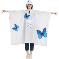 Butterfly-blue-phengaris Women s Hooded Rain Ponchos