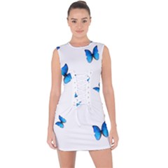 Butterfly-blue-phengaris Lace Up Front Bodycon Dress by saad11