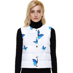 Butterfly-blue-phengaris Women s Button Up Puffer Vest