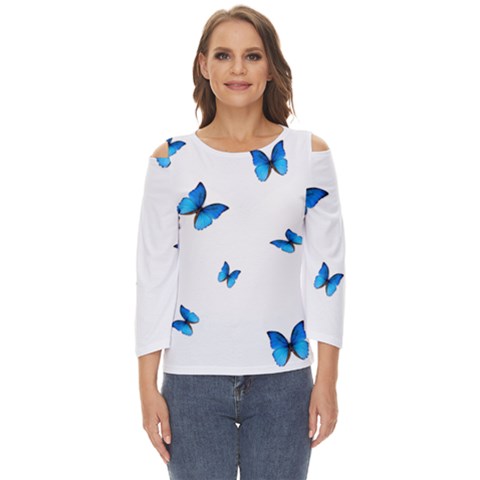 Butterfly-blue-phengaris Cut Out Wide Sleeve Top by saad11