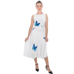 Butterfly-blue-phengaris Midi Tie-back Chiffon Dress by saad11