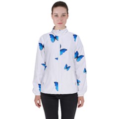 Butterfly-blue-phengaris Women s High Neck Windbreaker by saad11