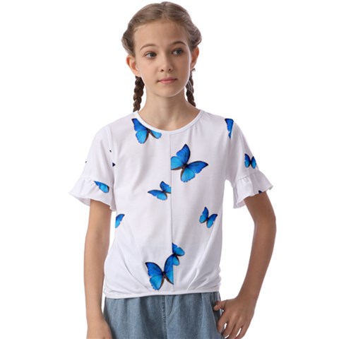 Butterfly-blue-phengaris Kids  Cuff Sleeve Scrunch Bottom T-shirt by saad11