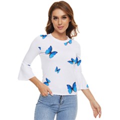 Butterfly-blue-phengaris Bell Sleeve Top