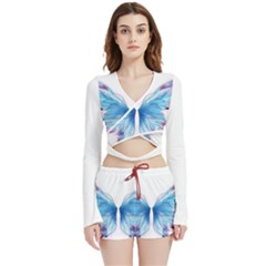 Butterfly-drawing-art-fairytale  Velvet Wrap Crop Top And Shorts Set by saad11