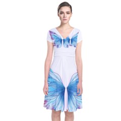 Butterfly-drawing-art-fairytale  Short Sleeve Front Wrap Dress