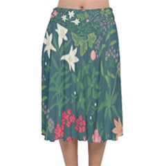 Spring Design  Velvet Flared Midi Skirt