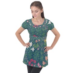 Spring Design  Puff Sleeve Tunic Top by AlexandrouPrints