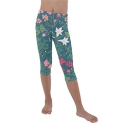 Spring Design  Kids  Lightweight Velour Capri Leggings  by AlexandrouPrints