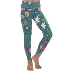 Spring Design  Kids  Lightweight Velour Classic Yoga Leggings by AlexandrouPrints