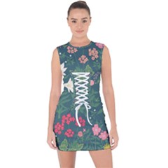 Spring Design  Lace Up Front Bodycon Dress by AlexandrouPrints