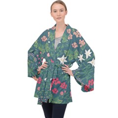 Spring Design  Long Sleeve Velvet Kimono  by AlexandrouPrints