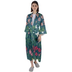 Spring Design  Maxi Satin Kimono by AlexandrouPrints