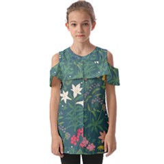 Spring Design  Fold Over Open Sleeve Top by AlexandrouPrints