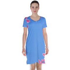 Flowers Space Frame Ornament Short Sleeve Nightdress