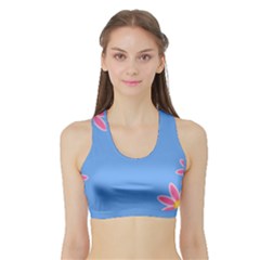 Flowers Space Frame Ornament Sports Bra With Border