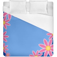 Flowers Space Frame Ornament Duvet Cover (king Size)