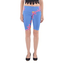 Flowers Space Frame Ornament Yoga Cropped Leggings by Maspions