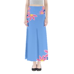 Flowers Space Frame Ornament Full Length Maxi Skirt