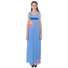 Flowers Space Frame Ornament Empire Waist Maxi Dress