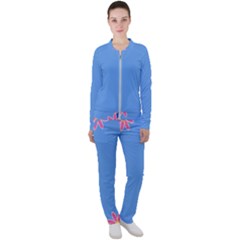 Flowers Space Frame Ornament Casual Jacket And Pants Set