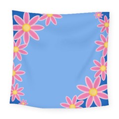 Flowers Space Frame Ornament Square Tapestry (large)