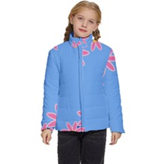 Flowers Space Frame Ornament Kids  Puffer Bubble Jacket Coat