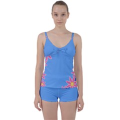 Flowers Space Frame Ornament Tie Front Two Piece Tankini