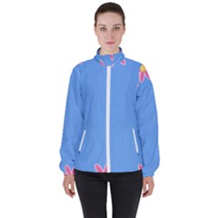 Flowers Space Frame Ornament Women s High Neck Windbreaker