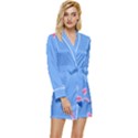 Flowers Space Frame Ornament Long Sleeve Satin Robe View1