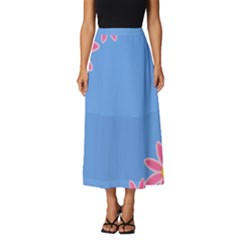 Flowers Space Frame Ornament Classic Midi Chiffon Skirt