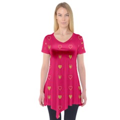 Illustrations Heart Pattern Design Short Sleeve Tunic 